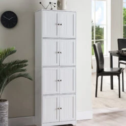 Bushnell 4 Tier Wood Kitchen Pantry Storage Cabinet, White, Standard -Kitchen Storage Store afb134de0fb2b194 6892 w800 h800 b0 p0