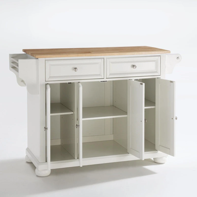 Crosley Alexandria Natural Wood Top Kitchen Island, White Finish 5 Crosley Alexandria Natural Wood Top Kitchen Island, White Finish - Image 3
