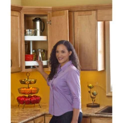 Polymer Full Circle 2-Shelf Lazy Susan For Corner Base Cabinets, White, 28"W -Kitchen Storage Store b2d15f590e7a6325 8084 w800 h800 b0 p0