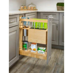 Wood Base Cabinet Knife Block Pull Out Organizer With Soft Close, 6" 7 Wood Base Cabinet Knife Block Pull Out Organizer With Soft Close, 6" -Kitchen Storage Store b6015de402596460 8038 w800 h800 b0 p0