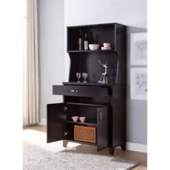Smart Home Furniture 1-Shelf Contemporary Wood Baker's Cabinet In Red Cocoa -Kitchen Storage Store b6411bc603db5d85 9139 w800 h800 b0 p0