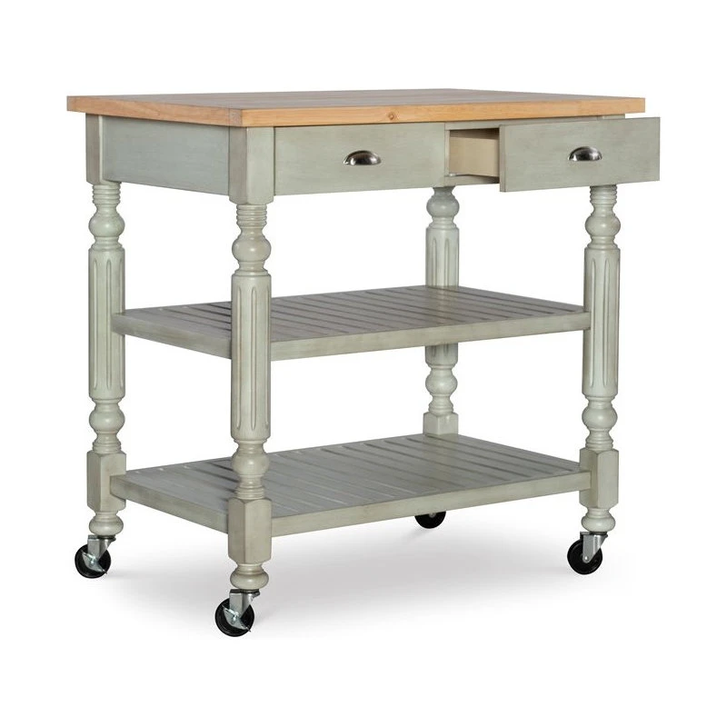 Riverbay Furniture Wood Kitchen Cart In Gray 6 Riverbay Furniture Wood Kitchen Cart In Gray - Image 4