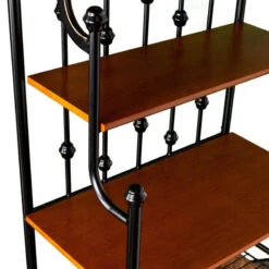 Mediterranean Bakers Rack, 2 Open Shelves And 2 Rattan Storage Baskets, Walnut -Kitchen Storage Store b811c13d017af37b 1356 w800 h800 b0 p0