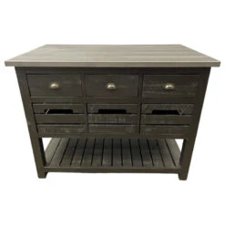 Barlow Crate Kitchen Island Rustic Black And Zinc Top
