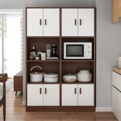 Farmhouse Kitchen Shelf, Walnut For Microwave, Walnut -Kitchen Storage Store be5180bb02cbf032 4566 w800 h800 b0 p0