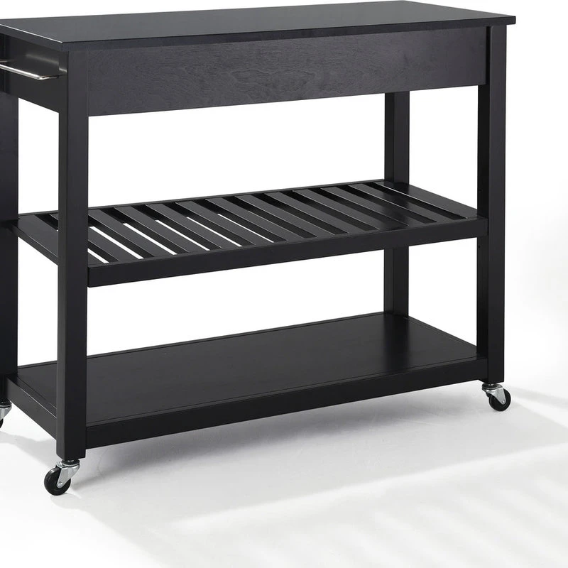 Crosley Solid Black Granite Top Kitchen Cart/Island, Optional Stool Storage, Black 6 Crosley Solid Black Granite Top Kitchen Cart/Island, Optional Stool Storage, Black - Image 4