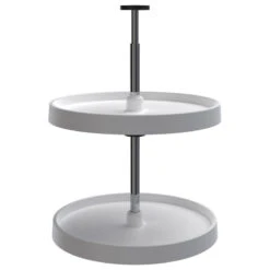 Polymer Full-Circle 2-Shelf Lazy Susans For Corner Wall Cabinets, White, 18"W