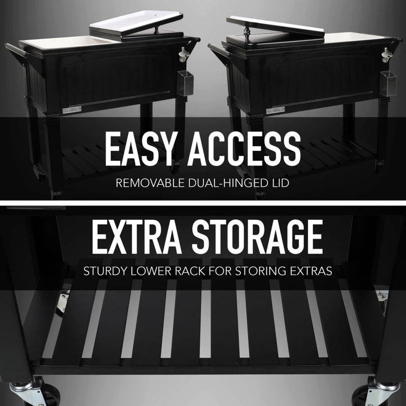 Permasteel 80 Quart Portable Rolling Patio Cooler, Black 6 Permasteel 80 Quart Portable Rolling Patio Cooler, Black - Image 4