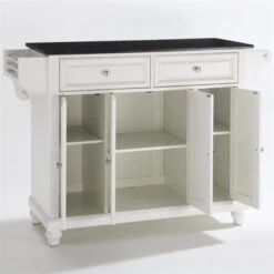 Crosley Cambridge Black Granite Top Kitchen Island In White