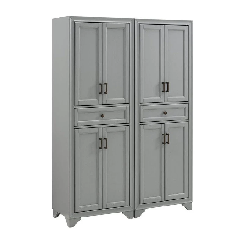 Crosley Tara 4 Door Pantry Set In Distressed Gray (Set Of 2) 3 Crosley Tara 4 Door Pantry Set In Distressed Gray (Set Of 2)