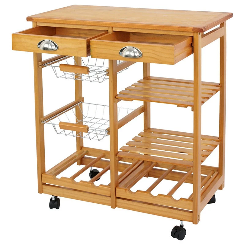 Multi Functional Rolling Wooden Storage Trolley 3 Multi Functional Rolling Wooden Storage Trolley