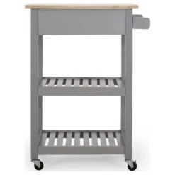 Tattnall Dade Kitchen Cart With Wheels, Grey/Natural -Kitchen Storage Store cca17aac0fc6851a 0935 w800 h800 b1 p0