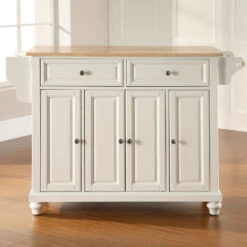 Crosley Cambridge Natural Wood Top Kitchen Island, White Finish -Kitchen Storage Store cdf1ed0206463311 3184 w800 h800 b0 p0