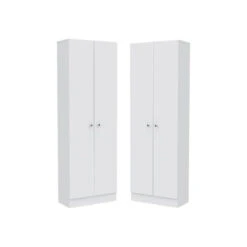 Home Square 2 Piece Multi Storage Pantry Cabinet Set In White