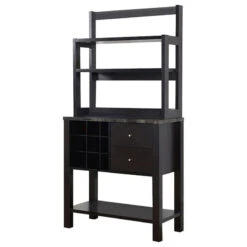 Smart Home Furniture 3-Shelf Contemporary Wood Baker's Cabinet In Red Cocoa