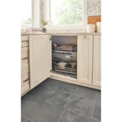 Solid Surface 2-Shelf Blind Corner Organizer For Blind Left Cabinet, Gray, 33" -Kitchen Storage Store cec12773025859e3 8040 w800 h800 b0 p0