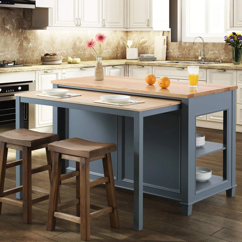Medley Kitchen Island With Slide Out Table, 54", Gray 4 Medley Kitchen Island With Slide Out Table, 54", Gray - Image 2