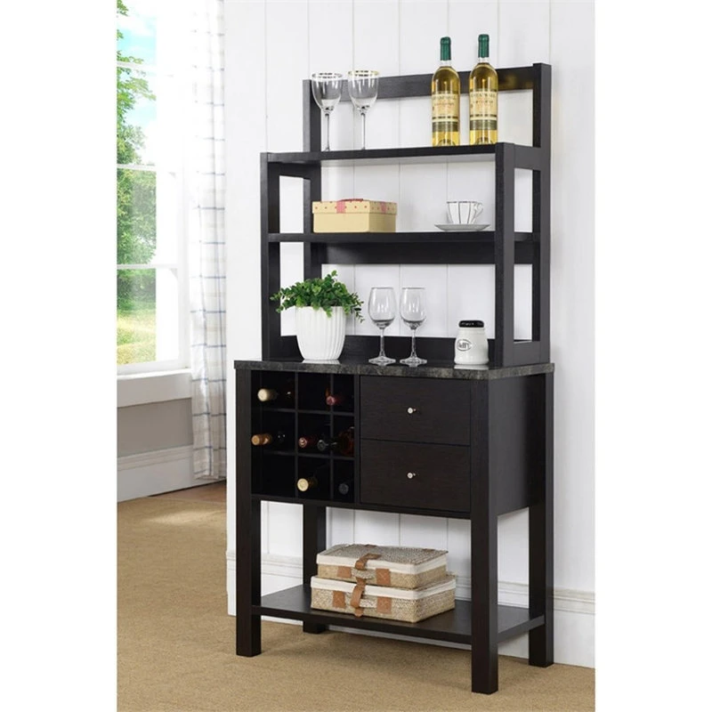 Smart Home Furniture 3-Shelf Contemporary Wood Baker's Cabinet In Red Cocoa 4 Smart Home Furniture 3-Shelf Contemporary Wood Baker's Cabinet In Red Cocoa - Image 2