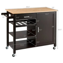 Costway 4-Tier Rolling Wood Kitchen Cart Island Storage Cabinet Shelf Drawer -Kitchen Storage Store d0b1adb6002b5491 4731 w800 h800 b1 p0