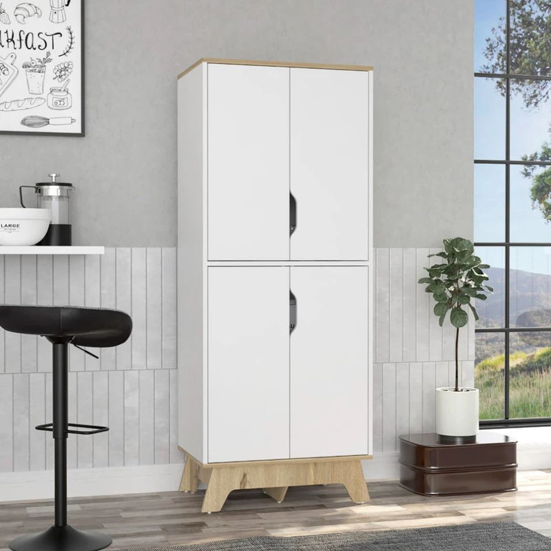 FM FURNITURE Zurich Double Kitchen Pantry Light Oak-White 4 FM FURNITURE Zurich Double Kitchen Pantry Light Oak-White - Image 2