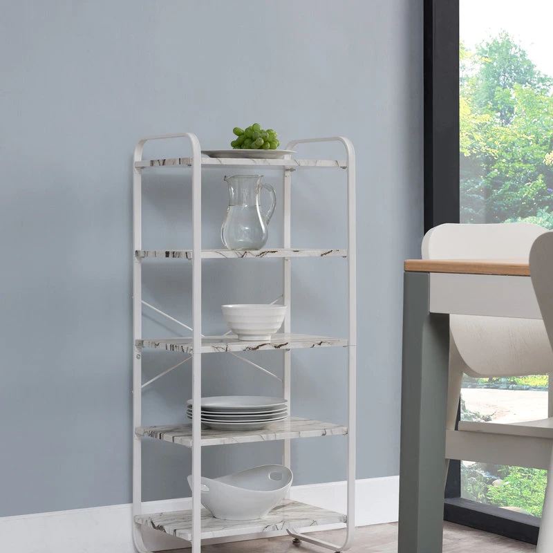 Liese White Transitional Freestanding 5 Tier Storage Organizer Unit 4 Liese White Transitional Freestanding 5 Tier Storage Organizer Unit - Image 2