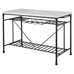Steve Silver Claire Kitchen Island In White Marble And Black Metal CR540CK