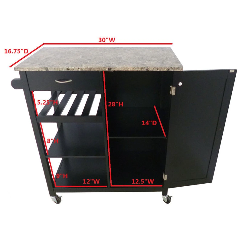 Charlotte Wood And Marble Kitchen Storage Cart, White 6 Charlotte Wood And Marble Kitchen Storage Cart, White - Image 4