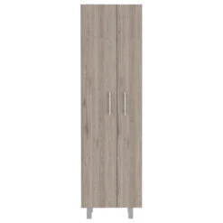 FM FURNITURE Norway Broom Closet Pantry, Light Gray/White
