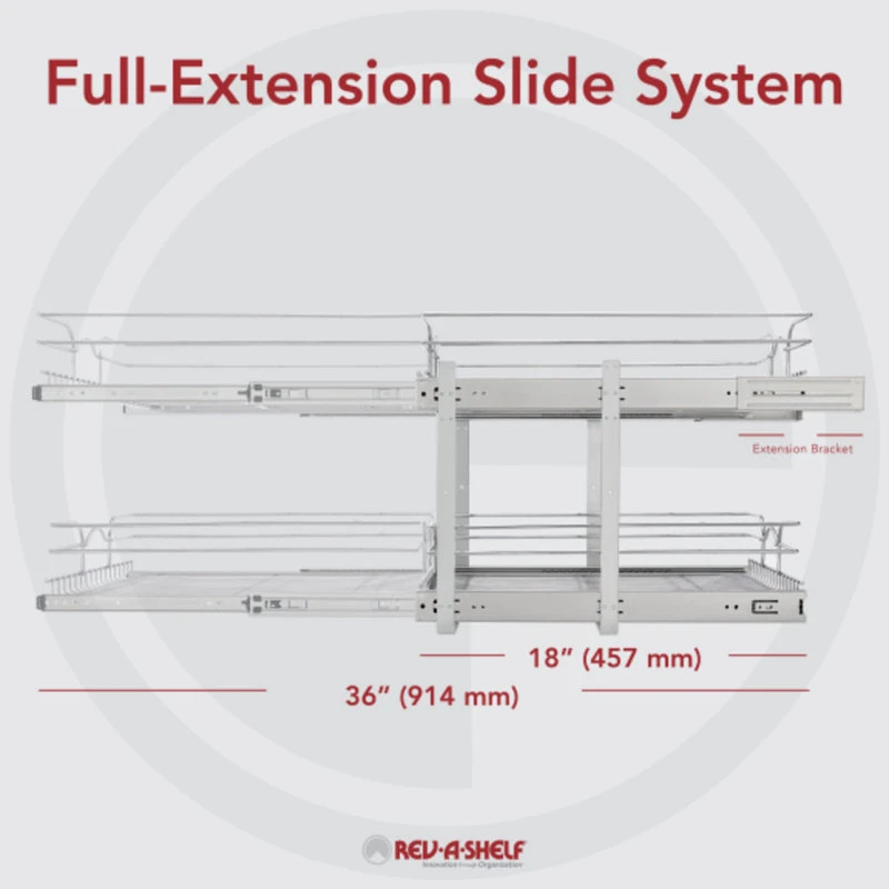 Two-Tier Bottom Mount Pull Out Steel Wire Organizer, 8.75" 6 Two-Tier Bottom Mount Pull Out Steel Wire Organizer, 8.75" - Image 4