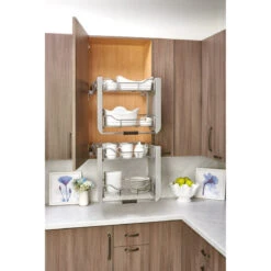 Pull Down Organizer For Wall Cabinets, Chrome, 22.25"W -Kitchen Storage Store d81139dc0e7a5d85 8044 w800 h800 b0 p0