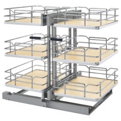 Steel 3-Tier Pull Out Solid Bottom Organizer For Blind Corner Cabinet, 15"