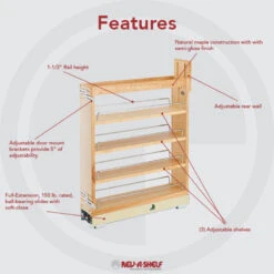 Wood Base Cabinet Pull Out Organizer With BB Soft Close, 5" -Kitchen Storage Store dc61705f0fb3e91c 8035 w800 h800 b0 p0