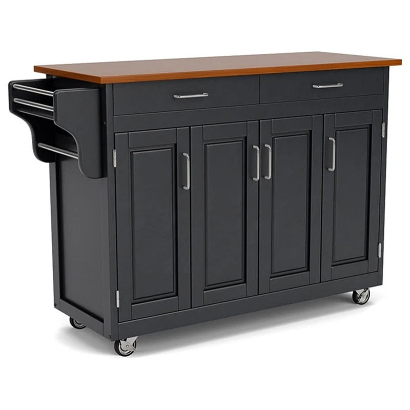 Homestyles Create-a-Cart Wood Rolling Kitchen Cart In Black 5 Homestyles Create-a-Cart Wood Rolling Kitchen Cart In Black - Image 3