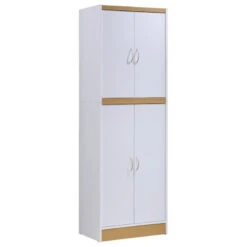 Kitchen Storage Store 5 Hodedah 4 Door Kitchen Pantry With 4 Shelves 5 Compartments In White Wood