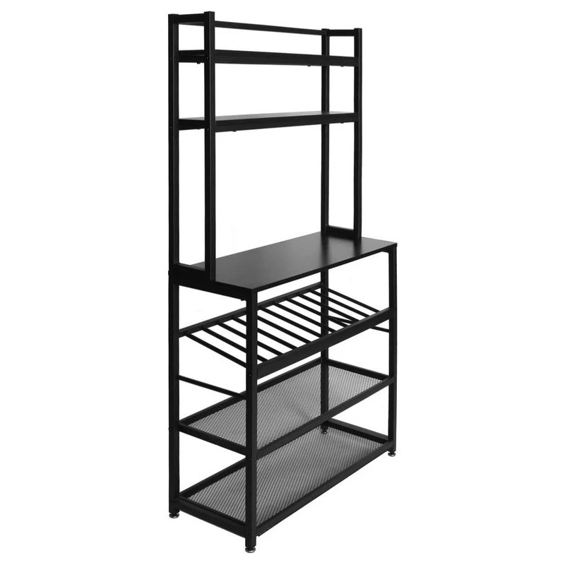 Better Home Products 6 Tier Metal Kitchen Baker's Rack With Wine Rack In Black 3 Better Home Products 6 Tier Metal Kitchen Baker's Rack With Wine Rack In Black