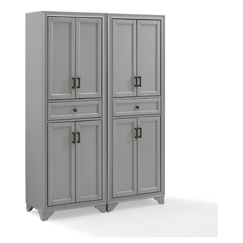 Crosley Tara 4 Door Pantry Set In Distressed Gray (Set Of 2) 5 Crosley Tara 4 Door Pantry Set In Distressed Gray (Set Of 2) - Image 3