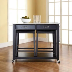 Crosley Stainless Steel Top Kitchen Cart With Saddle Stools In Black 13 Crosley Stainless Steel Top Kitchen Cart With Saddle Stools In Black -Kitchen Storage Store e8a176da06463d50 8183 w800 h800 b0 p0