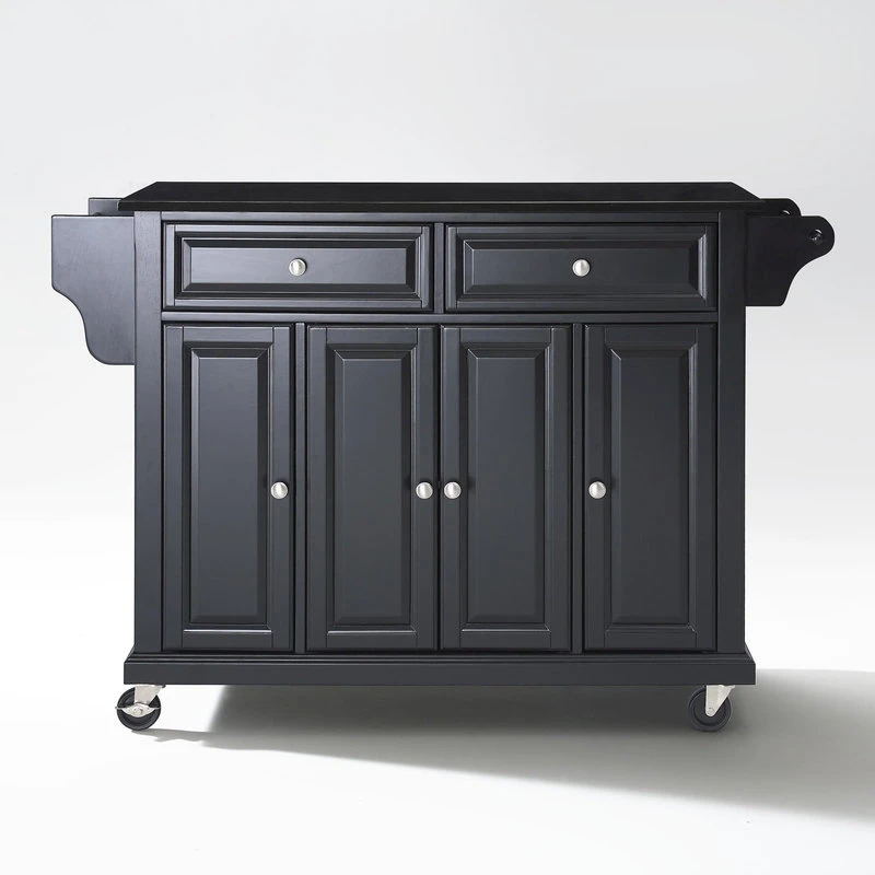 Crosley Solid Black Granite Top Kitchen Cart/Island, Black Finish 4 Crosley Solid Black Granite Top Kitchen Cart/Island, Black Finish - Image 2