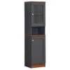 63" Tall Open Shelf Enclosed Storage Kitchen Pantry, Gray-Oak