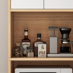 Farmhouse Kitchen Shelf, Walnut For Microwave, Walnut -Kitchen Storage Store f14186b102cbf036 4566 w800 h800 b0 p0