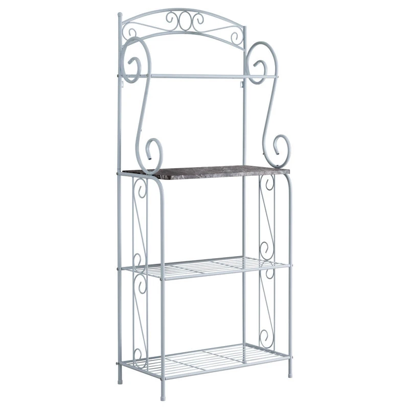 Destin 4 Tier Freestanding Kitchen Bakers Rack With White Metal Frame 3 Destin 4 Tier Freestanding Kitchen Bakers Rack With White Metal Frame