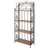 Rustic Bakers Rack, Metal Frame With Unique Scrollwork And 4 Wooden Shelves 1 Rustic Bakers Rack, Metal Frame With Unique Scrollwork And 4 Wooden Shelves -Kitchen Storage Store f431856c005a04cb 1351 w800 h800 b1 p0
