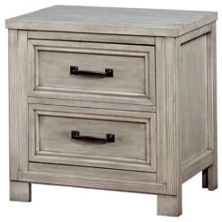 Transitional Nightstand, 2 Storage Drawers And USB Charging Port, Antique White