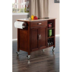 Winsome Wood Transitional Walnut And Natural Composite Wood Cart 94843 -Kitchen Storage Store f7d134cf0da390e2 3068 w800 h800 b0 p0