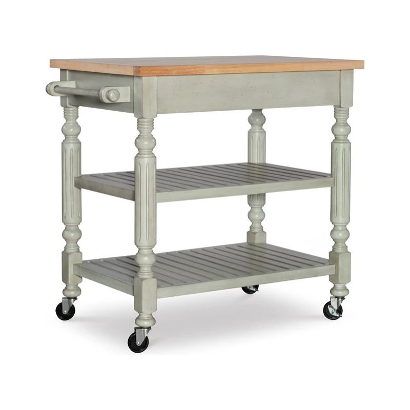 Riverbay Furniture Wood Kitchen Cart In Gray 4 Riverbay Furniture Wood Kitchen Cart In Gray - Image 2