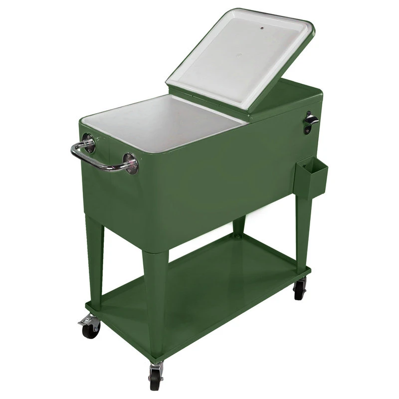 Green Retro 80 Quart Rolling Cooler Patio Outdoor Ice Chest Drink Bar 4 Green Retro 80 Quart Rolling Cooler Patio Outdoor Ice Chest Drink Bar - Image 2
