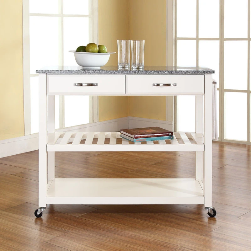 Crosley Solid Granite Top Kitchen Cart/Island, Optional Stool Storage, White 8 Crosley Solid Granite Top Kitchen Cart/Island, Optional Stool Storage, White - Image 6