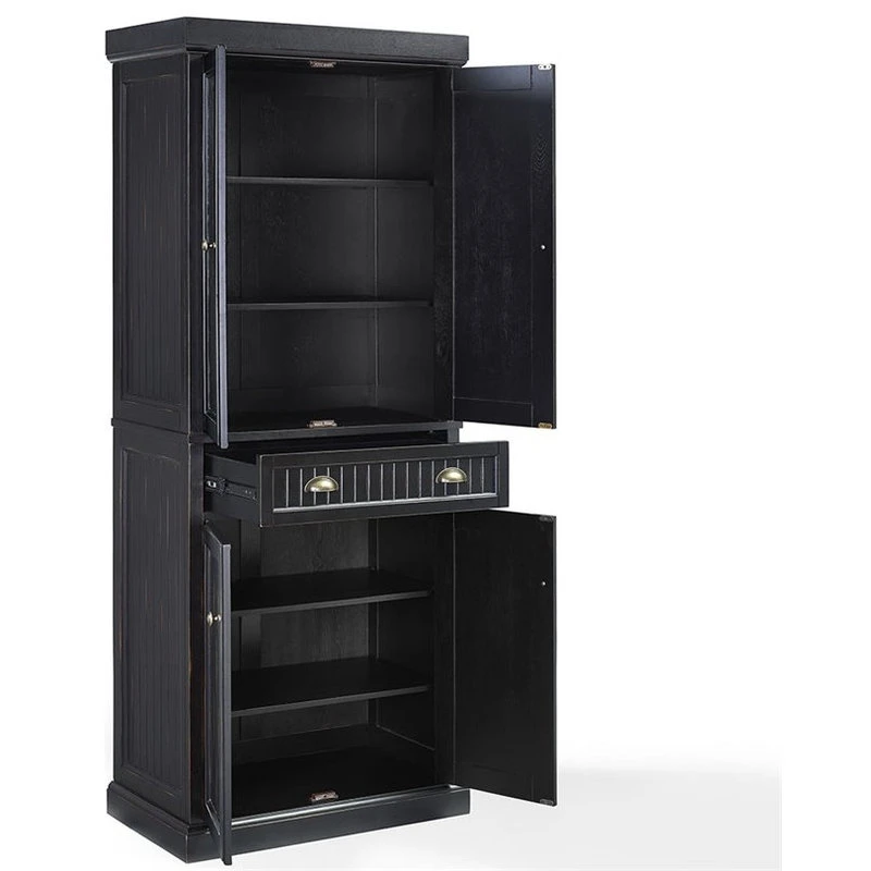 Crosley Seaside 4 Door Coastal Pantry In Black 6 Crosley Seaside 4 Door Coastal Pantry In Black - Image 4