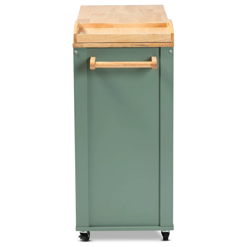 Baxton Studio Niccolo Coastal Green Kitchen Cart 6 Baxton Studio Niccolo Coastal Green Kitchen Cart - Image 4