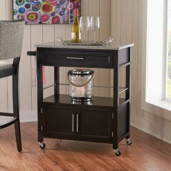 Cameron Kitchen Cart With Granite Top, 30W X 17.99D X 36.02H, Black 7 Cameron Kitchen Cart With Granite Top, 30W X 17.99D X 36.02H, Black -Kitchen Storage Store fdf191590a7b8dbe 6544 w800 h800 b0 p0